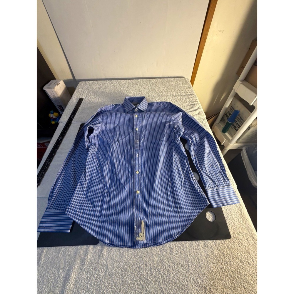 Polo Ralph Lauren Regent Custom Fit Blue Striped Dress Shirt 16 34/35 NWT